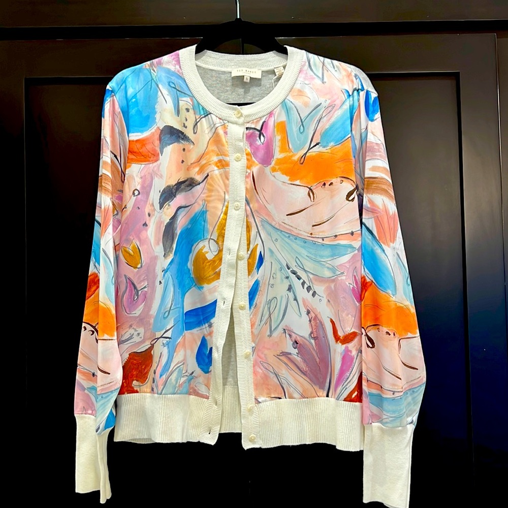 NWT Ted Baker size 5 woven detail printed cardigan
